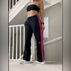 Adidas Black Pants with Bold Pink Accents
